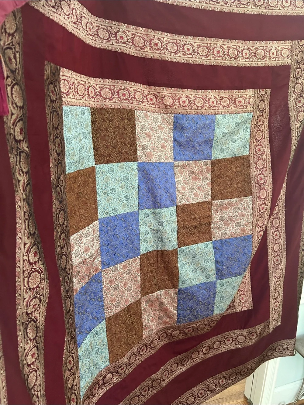 Vintage New Stock Al Jaber Gallery Dubai Patchwork Paisley Bed Coverlet 1990s